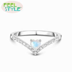 Anneaux en argent sterling 925 avec design de cœur et de pierre de lune, design de cœur, <span class=keywords><strong>anneau</strong></span> en argent 925 avec pierre de lune, anneaux en argent 925 avec pierre de lune et CZ - Product Image 2
