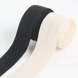 Fabriek Groothandel Platte Jacquard Polyester Nylon Vouw Over Elastische Band Bias Tape Inclusief Rijke Aantrekkelijke Kleuren Voor Kleding