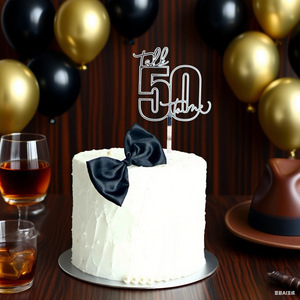 ท็อปเปอร์เค้กอะคริลิค รูปน้ำผึ้งและน้ำตาลหวาน สำหรับตกแต่งเค้กวันเกิดครบรอบ 50 ปี - Product Image 3