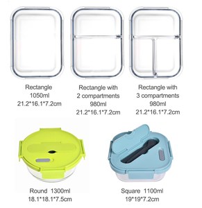 Eco-Friendly Rectangle <strong>Glass</strong> <strong>Food</strong> <strong>Container</strong> with <strong>2</strong> <strong>Compartments</strong> for Home Storage &amp; Freshness Preservation - Product Image 2