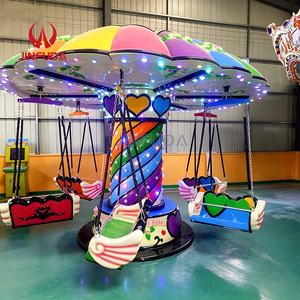 <span class=keywords><strong>Silla</strong></span> Voladora Giratoria con Forma de Paraguas Arcoíris, con Asientos en Forma de Corazón y Luces LED para Parques Infantiles - Product Image 2