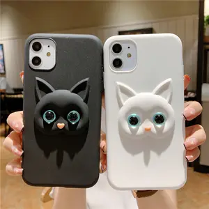 3D eye cat creative cute cartoon custodie per cellulari in silicone morbido per iphone13 14promax 12 11 i8plus Xsmax lovers cover posteriore per cellulare