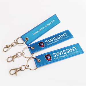 Promotional Keychains & Carabiners-Custom Woven Embroidery Keyfob Lockstitching Polyester Zinc Alloy Durable Digital Printing