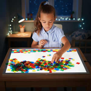 โต๊ะเรียนรู้พร้อมไฟ LED สำหรับ<span class=keywords><strong>เด็ก</strong></span>ก่อนวัยเรียน โต๊ะเสริมพัฒนาการทางประสาทสัมผัสสำหรับ<span class=keywords><strong>เด็ก</strong></span>ที่มีความต้องการ<span class=keywords><strong>พิเศษ</strong></span> - Product Image 1