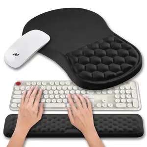 Set bantalan Mouse ergonomis, bantalan Mouse 2 in 1 desain Gel memori penuh dan tonjolan pijat nyeri lorong karpal penghilang rasa sakit