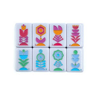 Tuiles de Mahjong américaines en acrylique blanc - Style d'art populaire scandinave peint à la main, MJDS-54