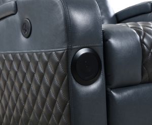 Sillón Reclinable de Ocio OEHOME en Cuero Sintético Azul y Negro con Bluetooth, Carga Inalámbrica y Portavasos - Silla Moderna y Duradera para Sala de Estar - Product Image 5