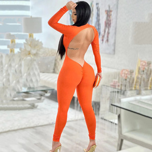 Combinaison moulante transparente à col en V profond, manches longues et dos nu pour femme, taille haute, idéale pour les soirées - Product Image 4
