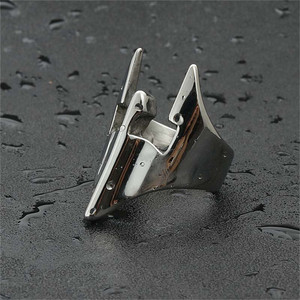 Mask <b>Ring</b> <b>Titanium</b> Steel Geometric Design Men's Punk Style Silver Color 260110 - Product Image 2