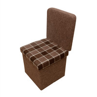 Chaise Ottoman Pliante Moderne avec Dossier en Tissu à Carreaux, Tabouret Pliant d'Entrée, Repose-Pieds pour Salon et Maison