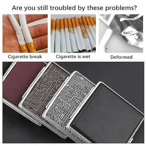 Estuche de Cigarrillos de Cuero para Hombre, Caja de Cigarros Metálica, Set para Fumar, Estuche de Almacenamiento de Cigarrillos para Mujer, 20 Unidades, Regalo - Product Image 6