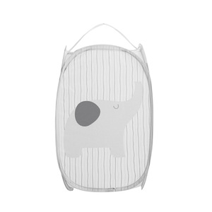 HeDou <b>Collapsible</b> Laundry Basket Round Grey Elephant Design Space Saving <b>Storage</b> For Bathroom Clothing - Product Image 5