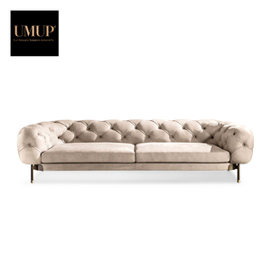 Sofá Chesterfield de Cuero de Primera Calidad de Tres Plazas, Color Personalizado, Modelo ATENAE, para Apartamento, Hotel, Sala de Estar, Umuphome - Product Image 6