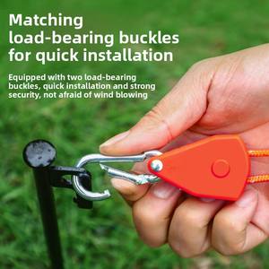 Tenda Kemah luar ruangan dapat diatur, dengan tali nilon pria tahan angin, pengencang katrol, fitur organisasi terpal gantung - Product Image 4