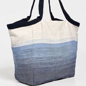 Custom Logo Embroidery Ombre Stripe Cotton Canvas Tote <b>Bag</b> Durable Portable Travel <b>Beach</b> Shoulder <b>Bag</b> <b>Women</b> Autumn Spring Summer - Product Image 5