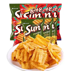 Grosir bunga matahari jagung Korea 80g Orion chip kentang bergelombang besar camilan Eksotis makanan ringan jagung keripik bawang putih rasa