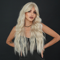 613 Blond Clair Extra Long Bouclés Perruque Partie Moyenne Super Long Corps Vague Perruque Fibre Synthétique Perruque de Cheveux pour Cosplay Quotidien 30 Pouces