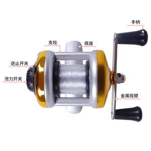 Carrete de pesca giratorio de plástico de 5,5 cm de diámetro con orificio de guía de línea de cerámica para pesca en hielo y uso en balsas - Product Image 2