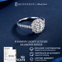 QUEENSUN IGI 1carat délicat 18K/14K or blanc emblématique bague de fiançailles en platine pour femme emblématique
