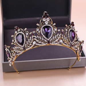 Serre-tête diadème couronne en alliage de cristal violet Vintage magnifique diadèmes en strass pour les anniversaires de <span class=keywords><strong>cheveux</strong></span> de <span class=keywords><strong>mariage</strong></span> - Product Image 1