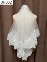 LUOXIN New White Simple Wedding Lace Veil Bridal Two Layer Veil Short Tulle With Comb