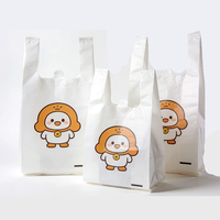 30 pièces/rouleaux Sacs en plastique imprimés avec le logo Tang Jin, biodégradables, surface souriante, sacs pour t-shirts et sacs d'emballage