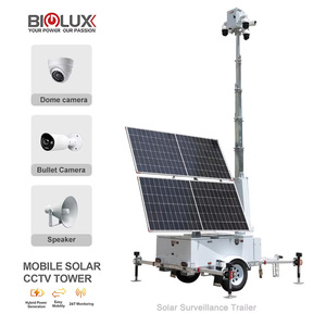 Caméras de sécurité PTZ portables à énergie <span class=keywords><strong>solaire</strong></span> montées sur remorque avec mât télescopique de 7 m, système hors réseau pour événements en extérieur - Product Image 1