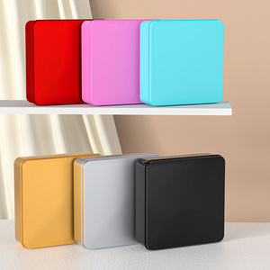 Boîte à biscuits en métal rouge carrée, boîte <span class=keywords><strong>de</strong></span> rangement alimentaire pour la pâtisserie <span class=keywords><strong>de</strong></span> Noël, emballage et cadeaux <span class=keywords><strong>de</strong></span> fête - Product Image 4