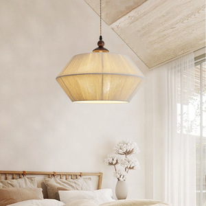 Lampe suspendue de style japonais rétro Wabi Sabi, diamètre 45cm, lustre LED à trois têtes E27 pour éclairage de bureau, chambre à coucher, maison d'hôtes - Product Image 2
