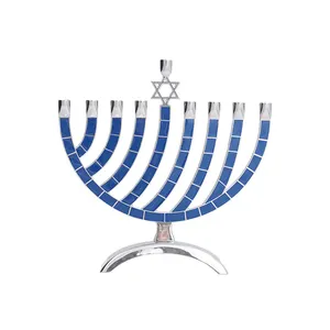 यहूदी Menorah आधुनिक मोमबत्ती-धारकों पेंटाग्राम धर्मों Candelabra हनुका मोमबत्तियों 9 शाखा मोमबत्ती धारक