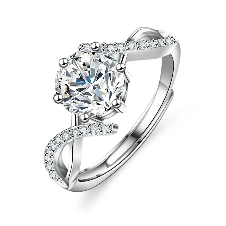 Anéis De Casamento De Diamante Jóias Mulheres Noivado Real Prata VVS Moissanite 1 ct Lab Grown Eternidade Anel De Noivado De Diamante