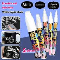 Marqueur à craie liquide blanche effaçable sans poussière, stylo de marquage pour tableau blanc soluble dans l'eau, fournitures scolaires et de bureau