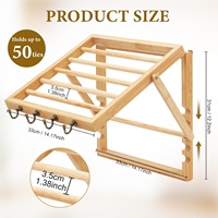 Porte-cravates mural réglable en bois – Organisateur de foulards pour 50 cravates, 4 crochets pour ceintures, installation facile, pour hommes et femmes, idéal pour placard