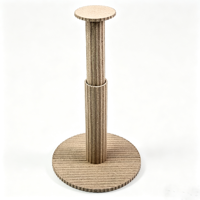 Tour à gratter pour chat en feutre de liège écologique et durable, à double colonne, avec base, design moderne minimaliste à rayures verticales