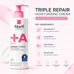 Akaril <span class=keywords><strong>Crema</strong></span> Idratante Riparatrice Tripla 400ml con Niacinamide, Burro di Karité e Ceramide 3 per Pelli <span class=keywords><strong>Molto</strong></span> Secche e Sensibili, Uso Quotidiano - Product Image 5