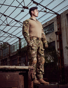 Hersteller für Zollkleidung Herren langärmlig Rundhalsausschnitt taktische T-Shirts elastische Ripstop Jagd Kampf-Ops Nylon-T-Shirts - Product Image 3