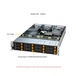 Supermicro Hyper A + AS-2015HS-TNR 2U Rack máy chủ AMD epyc 9124 16C 32t 64GB DDR5 2x800GB SSD + 2x2TB HDD 2U máy chủ 800GB SSD 2TB - Product Image 2