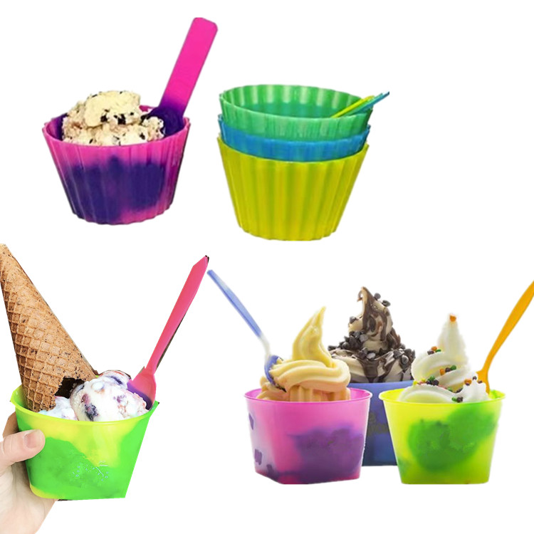 2022, чаши для мороженого, десертная тарелка с ложкой, меняющие цвет