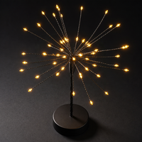 Lumière de table moderne en forme de branche noire avec fil de cuivre blanc chaud, thème feux d'artifice féeriques pour la décoration de Noël à la maison