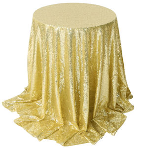 Fodera per tovaglia con rivestimento in ricamo di lusso tovaglia rotonda con paillettes in oro rosa di <span class=keywords><strong>lino</strong></span> scintillante per la decorazione di nozze delle feste - Product Image 2
