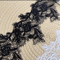 Robe de soirée longue et soutien-gorge de lingerie pour femme, ornée de paillettes, avec bordure en dentelle de luxe en cordon souple soluble dans l'eau et broderie 3D