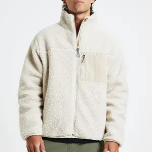 Blank Wholesale Sherpa Wool Jacket With Hood Fleece Zip Up Jacket Custom women Sherpa Fleece Jacket Men