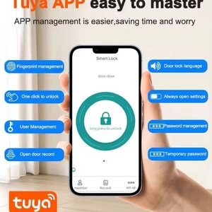 กลอนประตูอัจฉริยะ Glomarket Tuya WiFi สแกนลายนิ้วมือ รหัสผ่านดิจิตอล วัสดุอลูมิเนียมอัลลอยด์ รองรับการ์ดหน่วยความจำ สำหรับประตูไม้ ควบคุมผ่านแอพ - Product Image 4