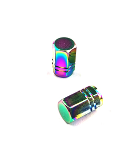 Regenboog iriserende zeshoekige aluminiumlegering ventieldopjes voor auto vrachtwagen motorfiets wiel stofkappen universeel ontwerp - Product Image 5