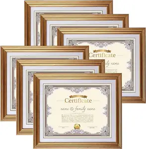 带垫子的光泽相框，金色8.5x11文件证书文凭奖相框套装，用于墙壁或桌面展示