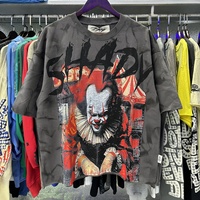 NOUVEAU T-shirt BKYS style ample et tendance, imprimé diamant scintillant, effet délavé, patchwork en pur coton, coupe oversize