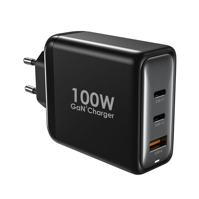 GaN CE Approved 100W PD Mode 3-port USB C Europe Standard Wall Charger