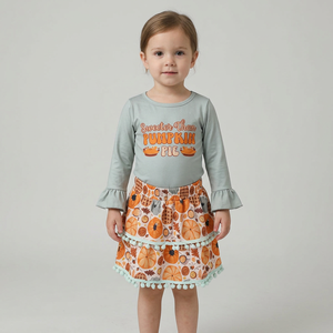 Baby Girls Kids Long Sleeves Pumpkin Tops <b>Skirt</b> Thanksgiving Fall Set - Product Image 1