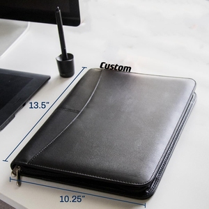 Đa chức năng cổ điển nâu <span class=keywords><strong>padfolio</strong></span> với biểu tượng tùy chỉnh tài liệu chủ sang trọng PU da danh mục đầu tư với dây kéo cho nam giới - Product Image 3