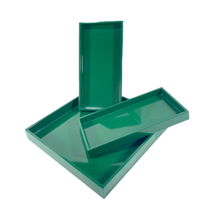 Plateaux en laque brillante finis à la main de luxe, ensemble de plateaux de service élégants pour ottoman, boissons et décoration intérieure chic - Product Image 6
